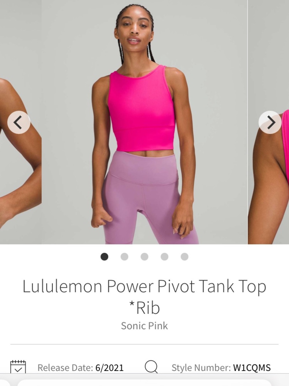 lululemon athletica Power Pivot Rib Tank Top - Sonic Pink 4